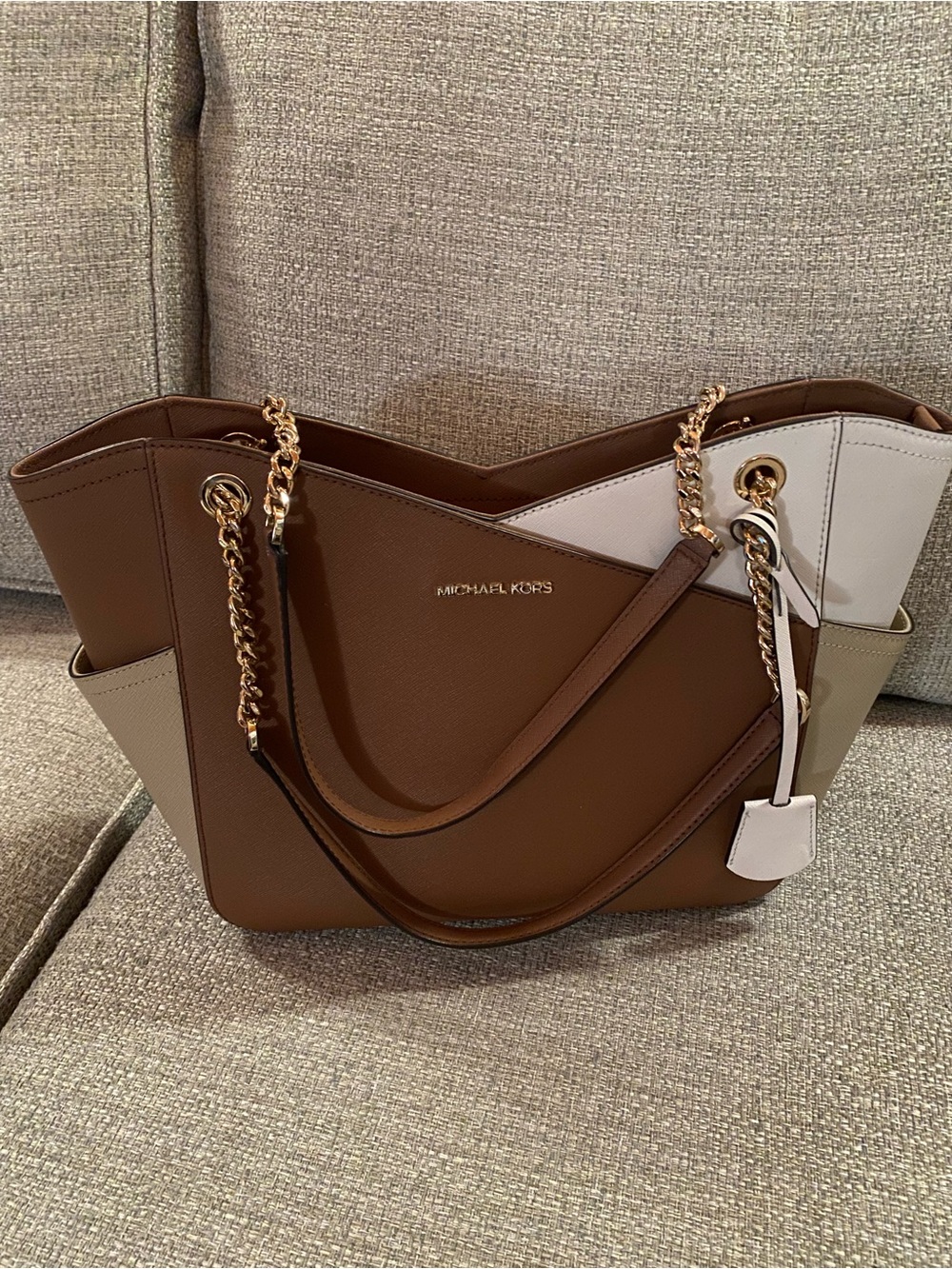 Michael Kors Brown & Cream Tote Bag - Picture 3 of 7